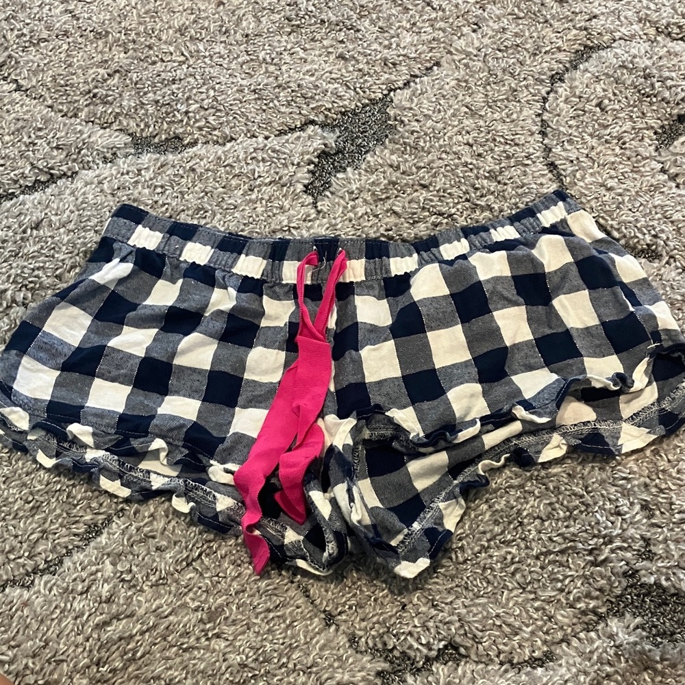 Aerie Navy and White Checkered Pajama Shorts
